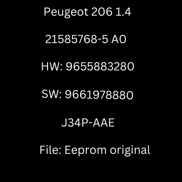 Peugeot 206 - J34P-AAE - 21585768-5 - 9655883280 - 9661978880 - Fichero Eeprom Original