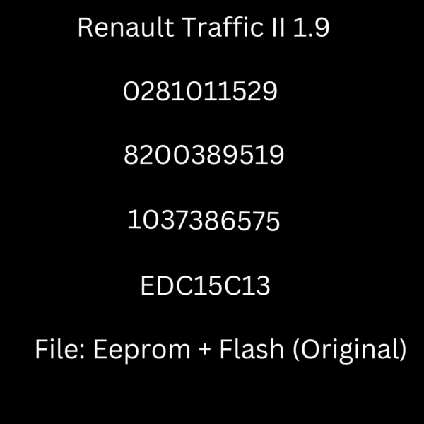 Renault Traffic II - 0281011529 - 8200389519 - EDC15C13 - Fichero Original Full