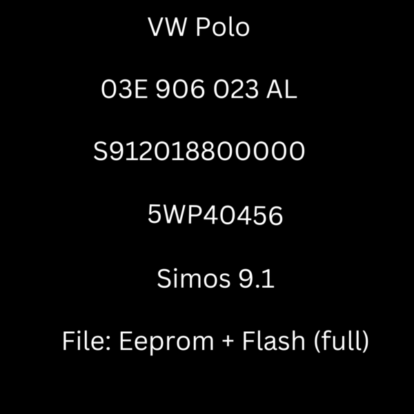 VW Polo - 03E906023AL - 5WP40456 - Simos 9.1 - Fichero Original Full